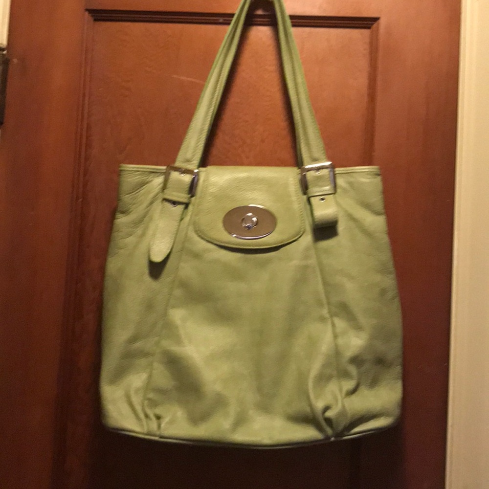 Light lime green. Genuine leather handbag.